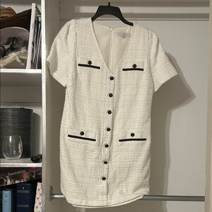 LOFT White and Black Mini Dress